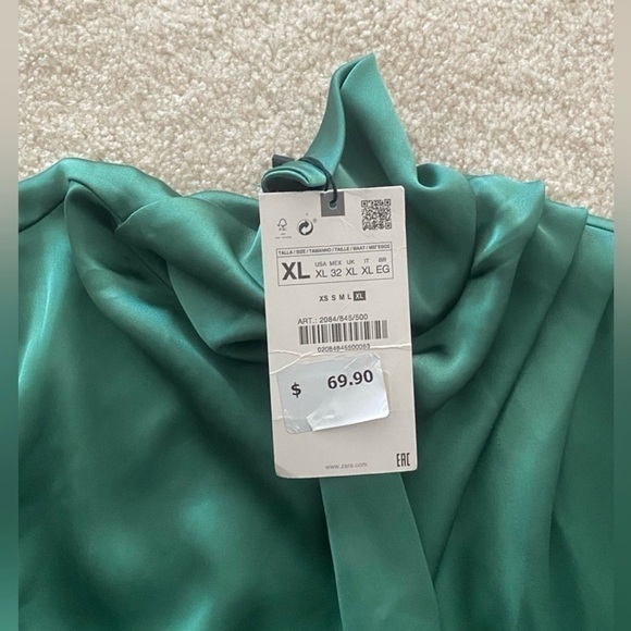 Zara Green Satin Dress NWT - Picture 3 of 5
